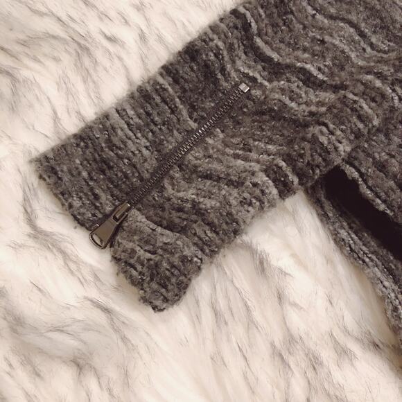 Ann Taylor LOFT Small Striped Zippered Marled Moto Gray Brown Jacket - Picture 8 of 9